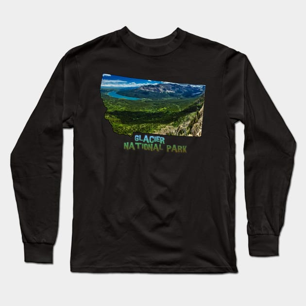 Montana State Outline (Glacier National Park) Long Sleeve T-Shirt by gorff